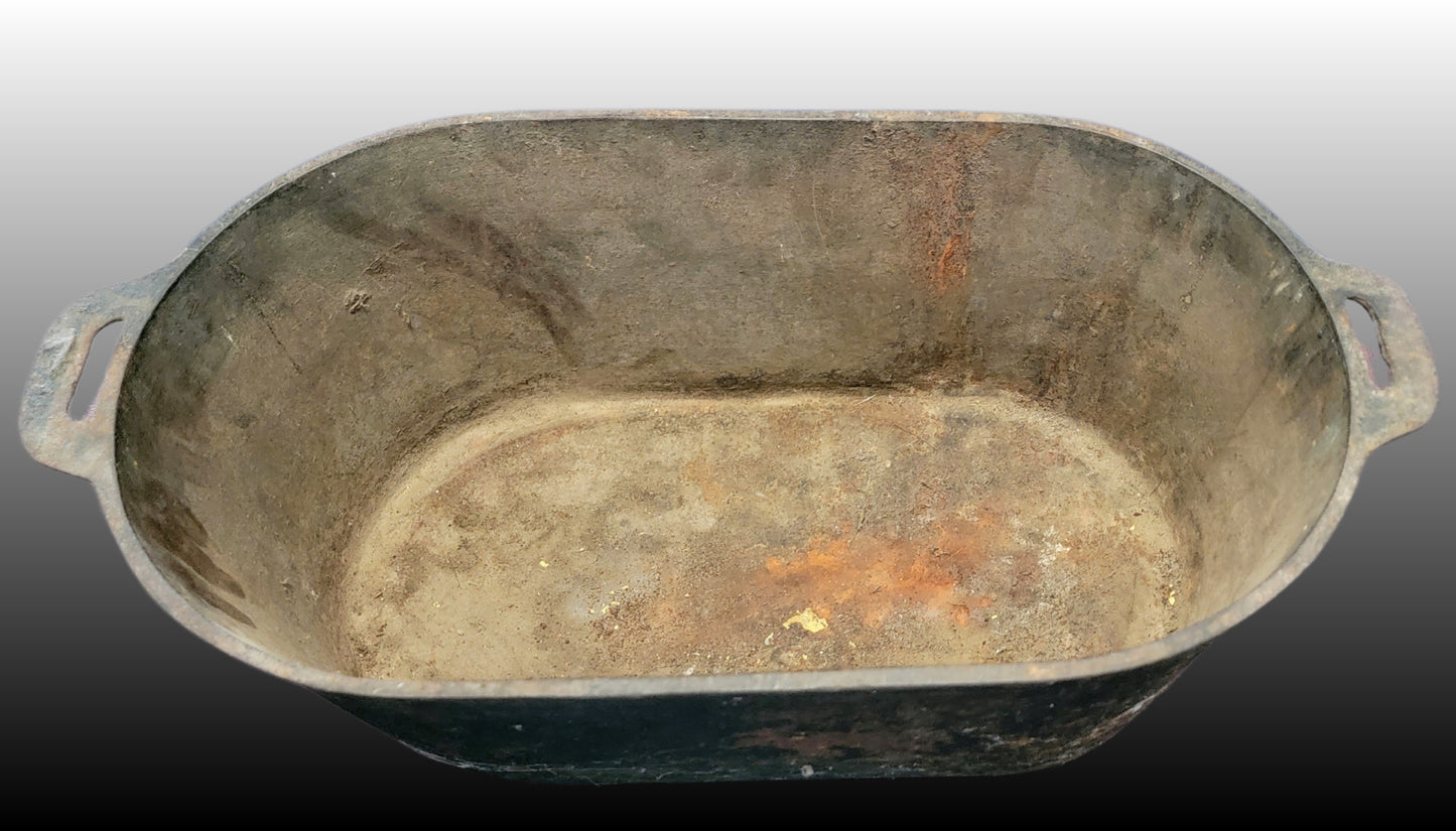 1800's Cast Iron Footed Oval Shaped Boiling Pot