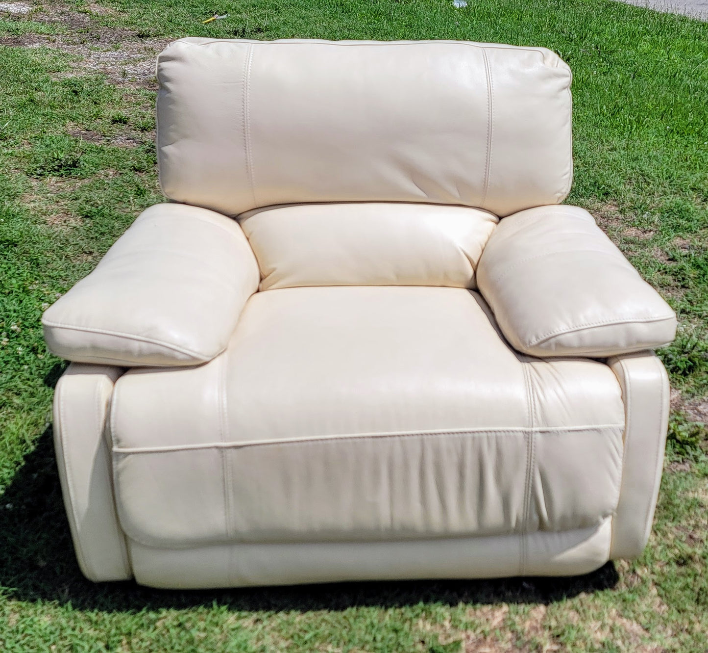 Off-White Leather Power Recliner