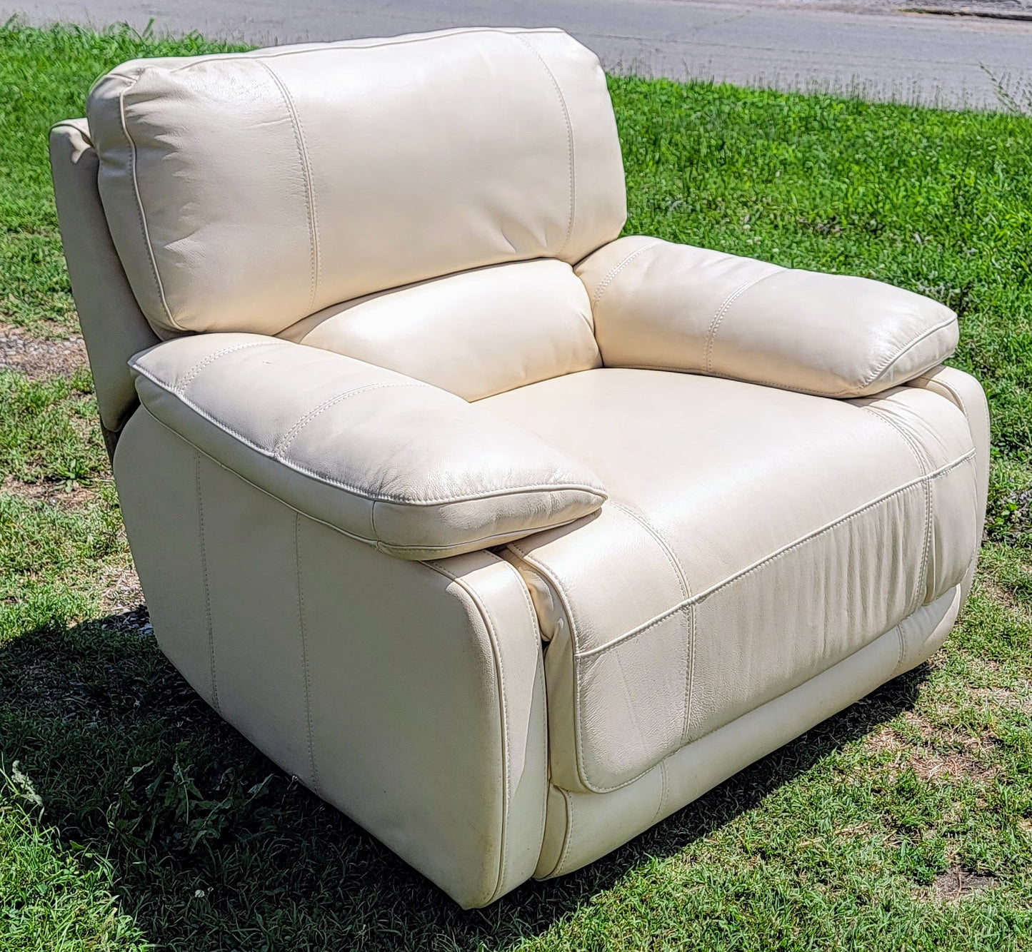 Off-White Leather Power Recliner