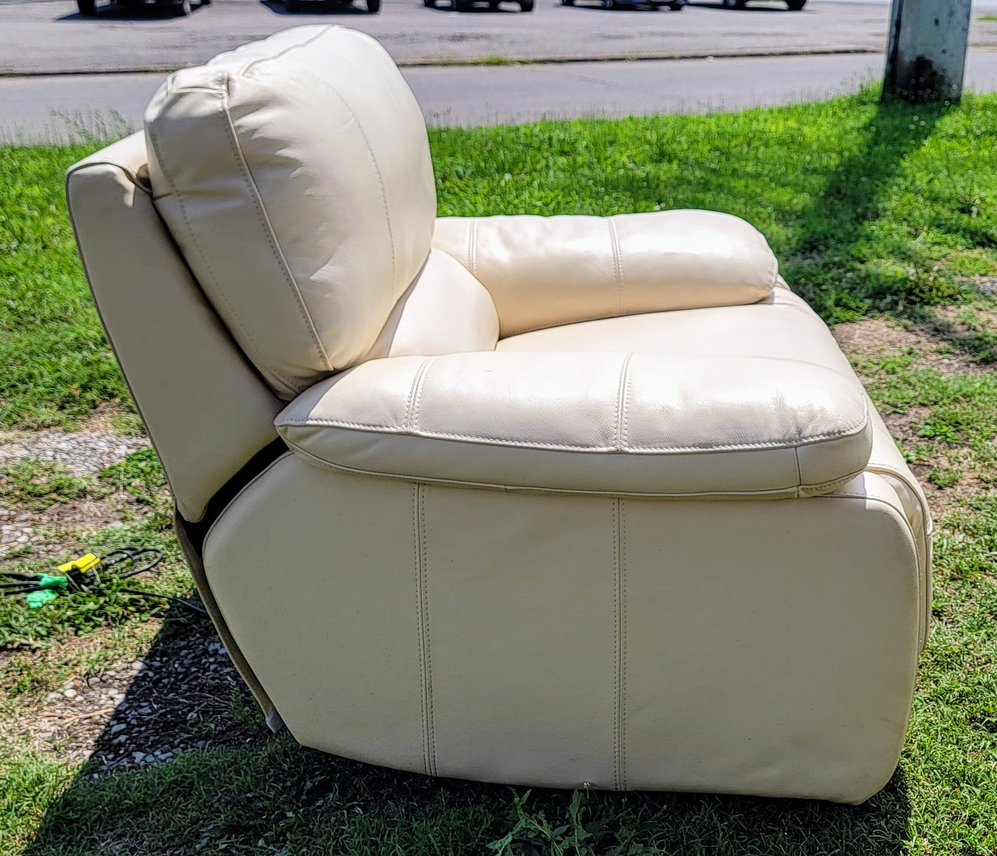 Off-White Leather Power Recliner