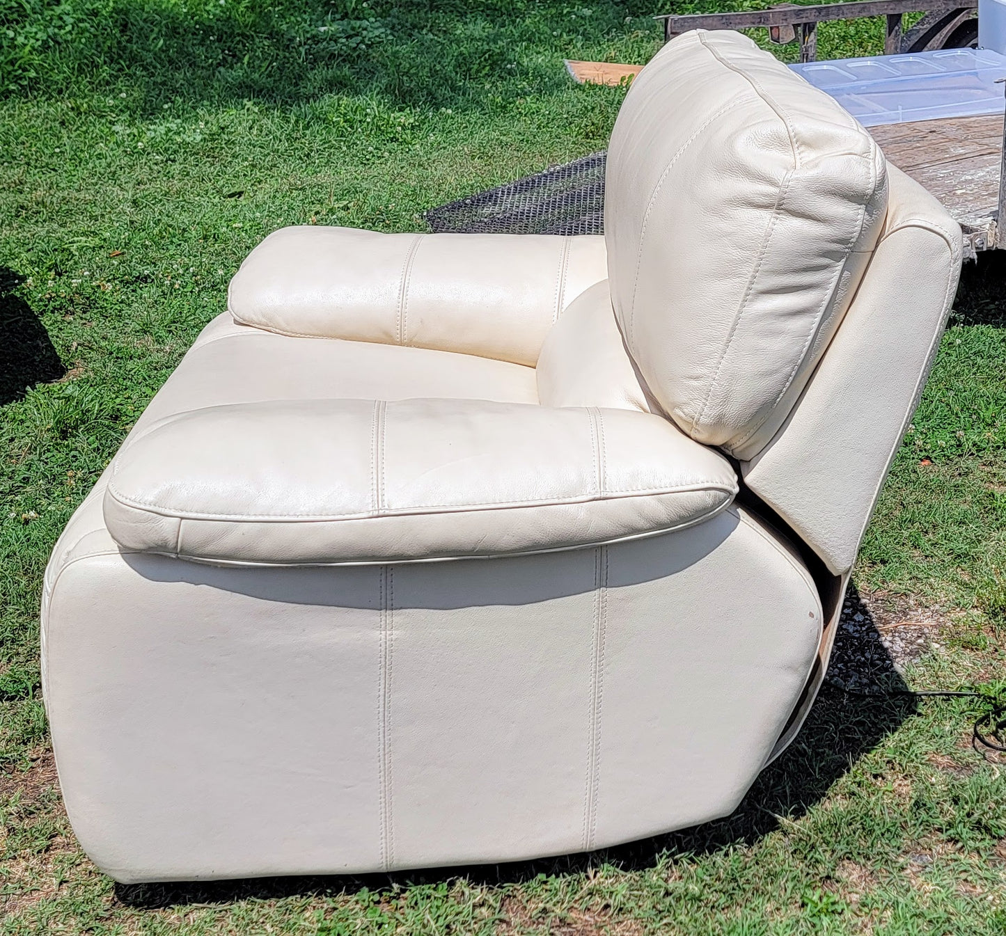 Off-White Leather Power Recliner