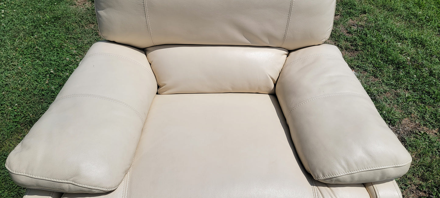 Off-White Leather Power Recliner