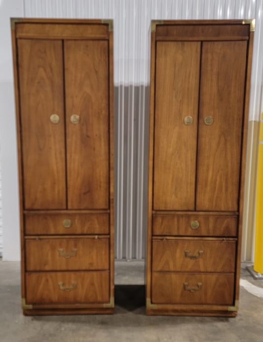 Mid Century Thomasville Campaign Style Armoire Cabinet