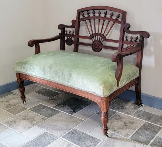 Antique Carved Walnut French Bench Sette