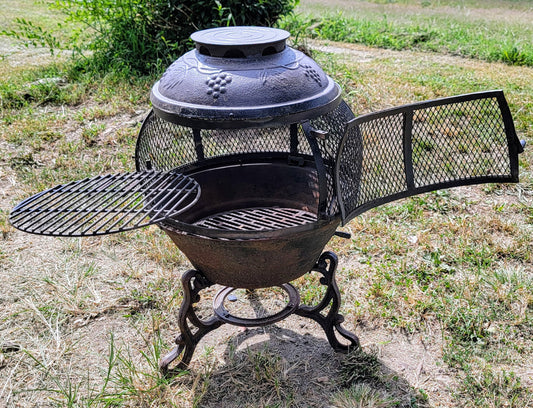 VTG Cast Iron Potbelly Wood/Charcoal Outdoor Fire Pit Grill