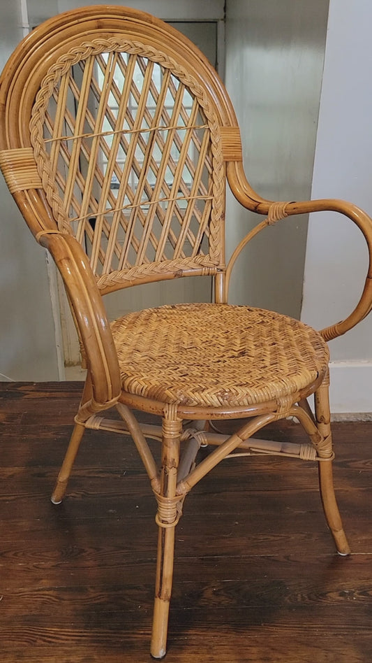 VTG 1970s BOho Bamboo & Rattan Armchair